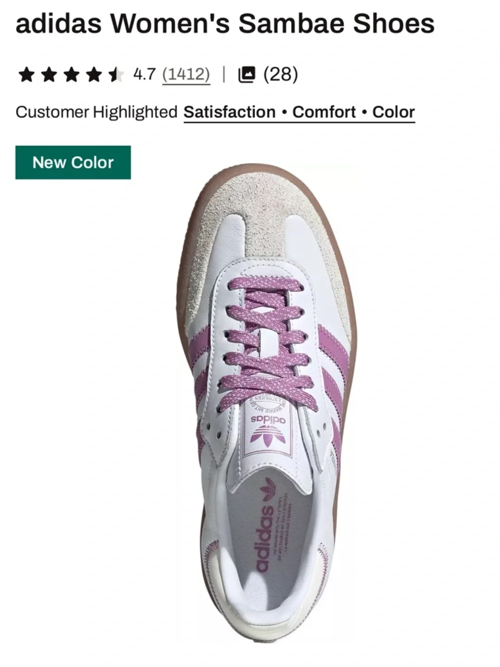 Adidas Samba Platform Sneakers in White and Purple with Gum Sole - Picture 1 of 8